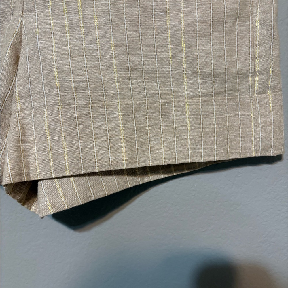 NWT Women’s J. Crew Light Tan Shorts with Gold Pinstripes Size 8 - Picture 4 of 16